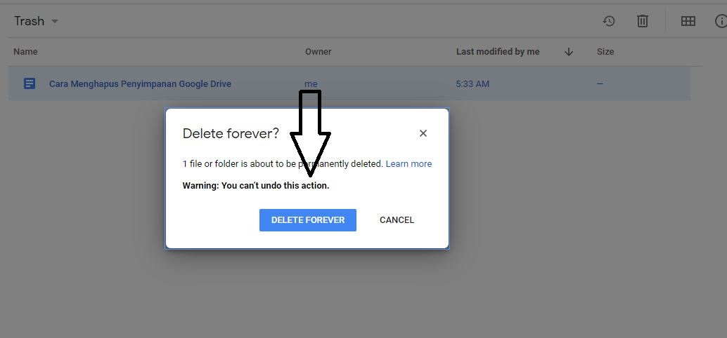 Langkah 5 Cara Menghapus Penyimpanan Google Drive